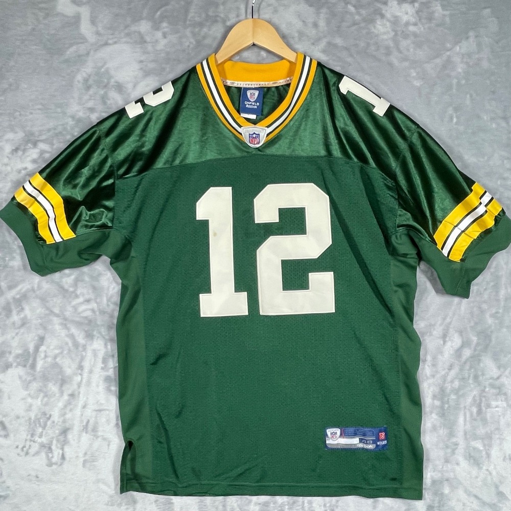 Reebok Aaron Rodgers Green Bay Packers NFL Jersey Men 48 Green Onfield 12 Stitch